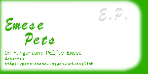 emese pets business card